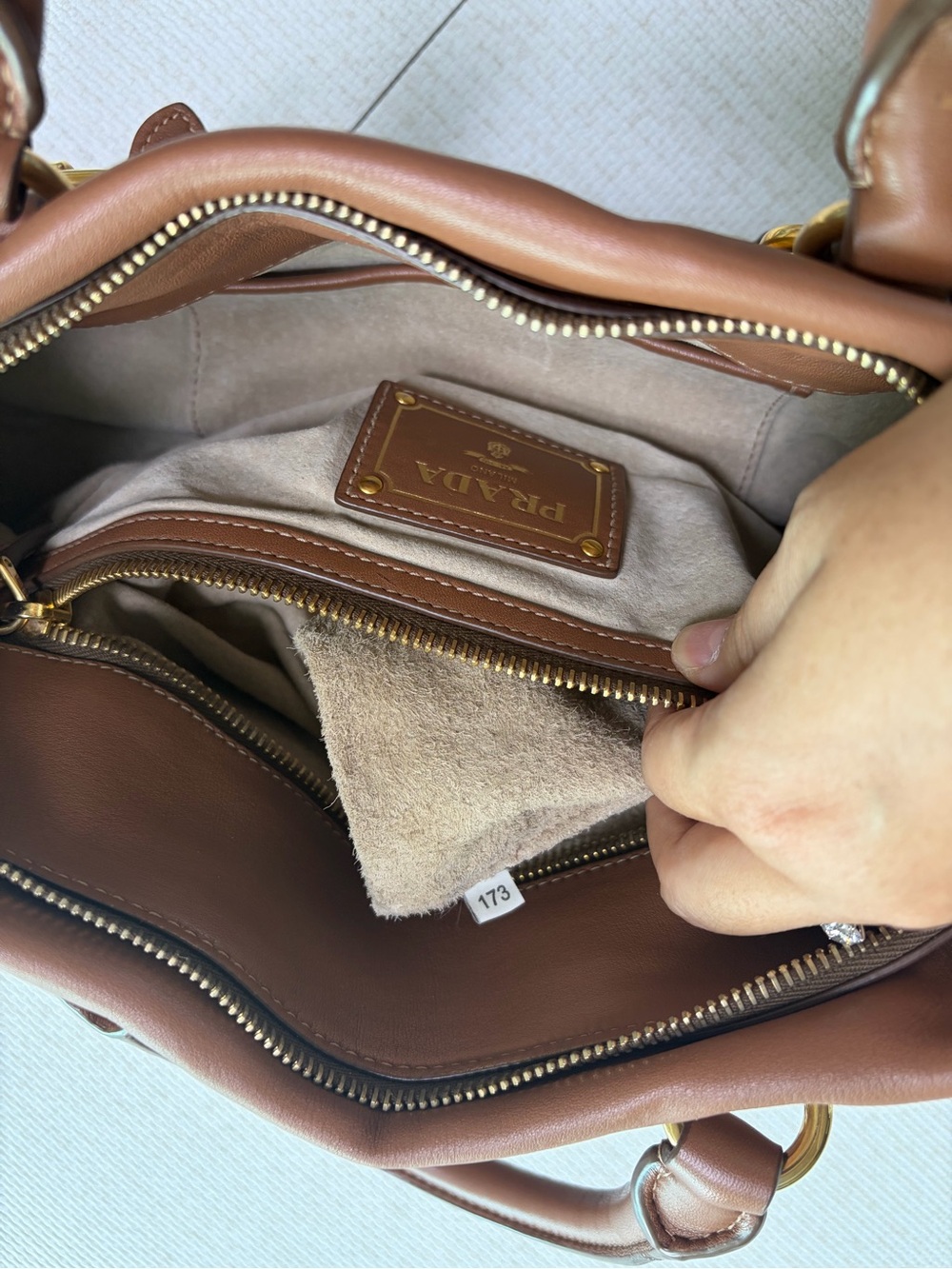 Prada Brown Leather Tote Bag with Adjustable Strap - Picture 11 of 11